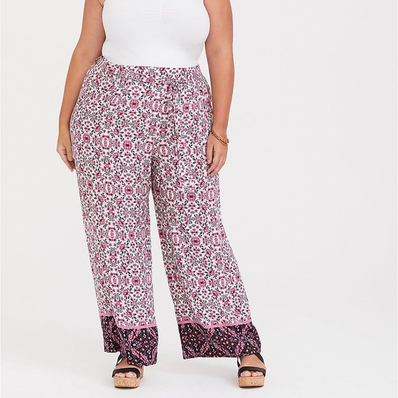 torrid Pants - Torrid 4X Pants Floral Wide Leg Palazzo Pull On